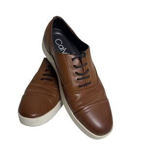 Calvin Klein Brown Cap Toe Oxford Dress Shoes Lace Up Size 8.5 Men Classic